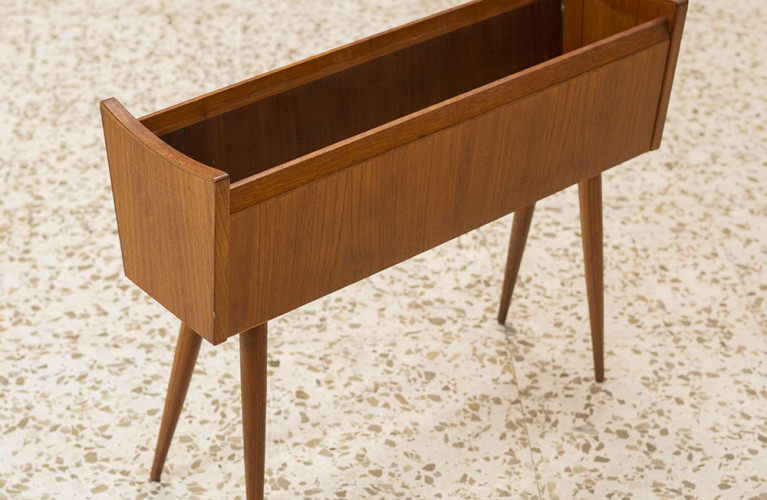 Macetero vintage de madera de teca, Dinamarca 1960.